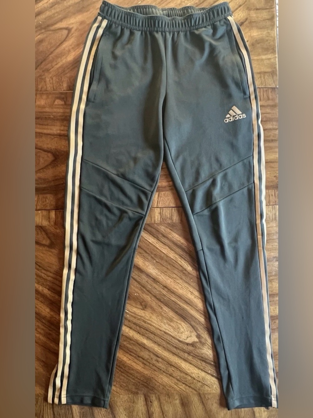 Men’s Adidas Trackpants, Olive And Gold, Size medium